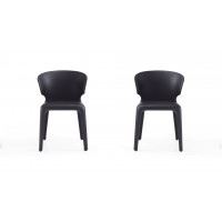 Manhattan Comfort DC031-BK Conrad Black Faux Leather Dining Chair (Set of 2)